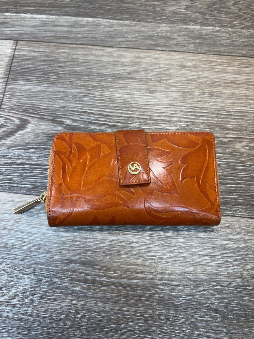 Valentina Brown Genuine Leather Embossed Wallet made in Italy Brown